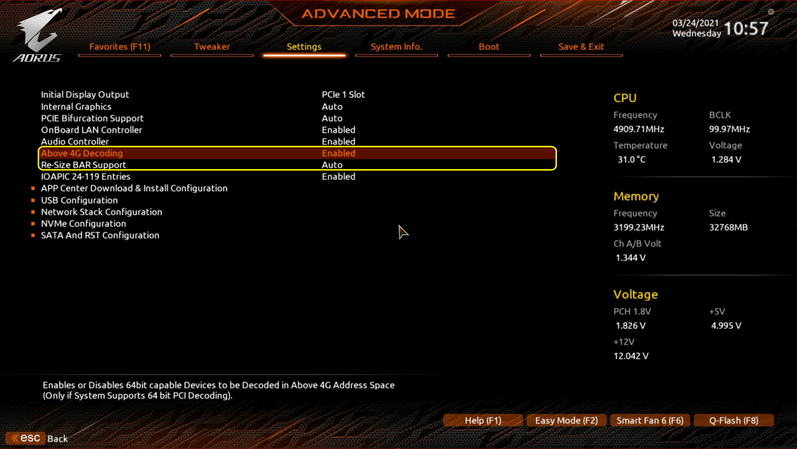 UEFI BIOS Bar resize scaled, smart access memory