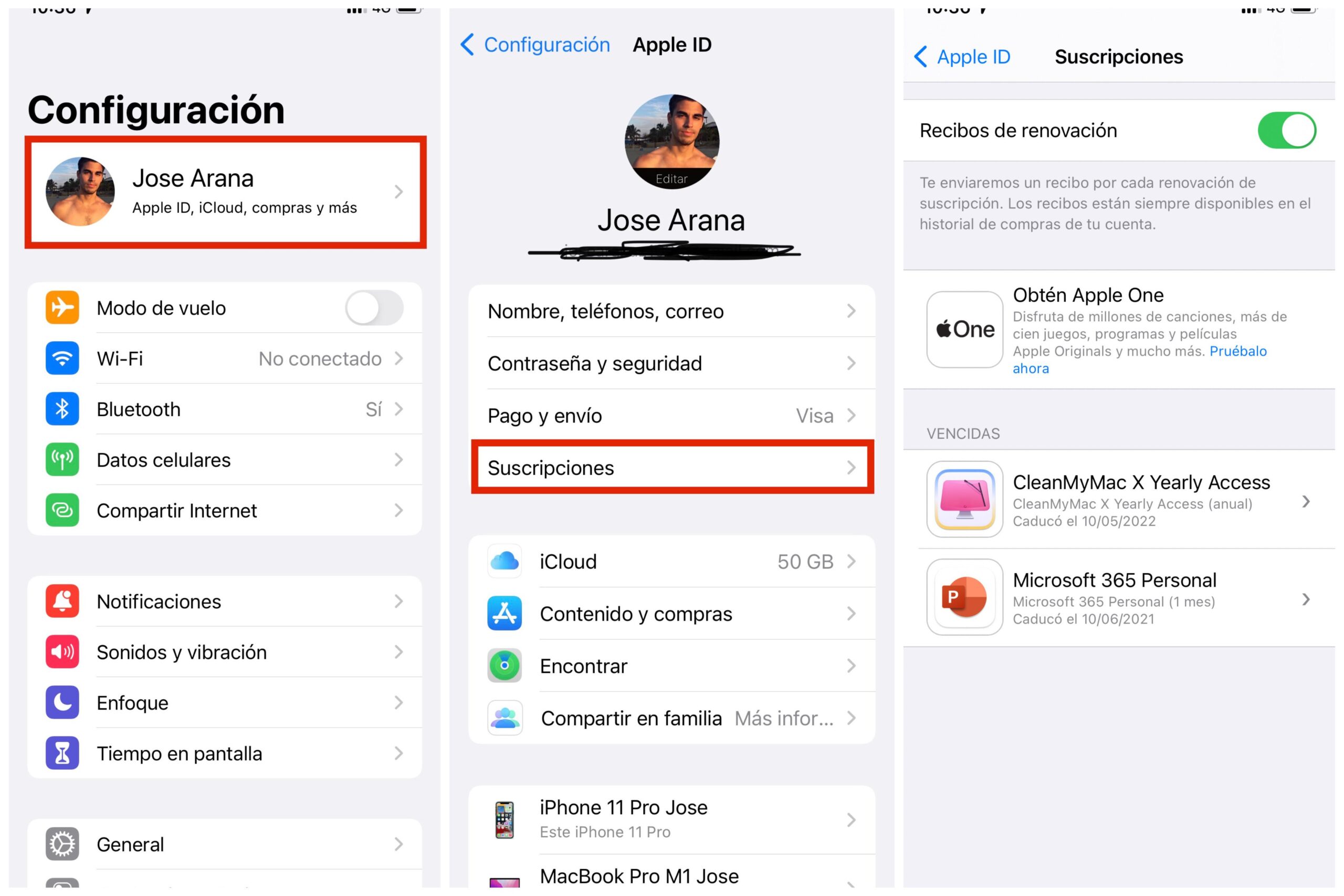 Gestionar suscripciones desde Ajustes en iPhone