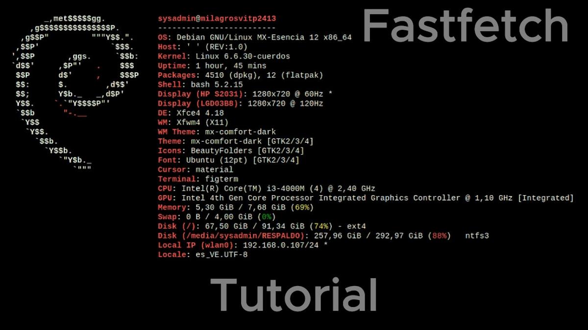 Fastfetch mostrando información del sistema