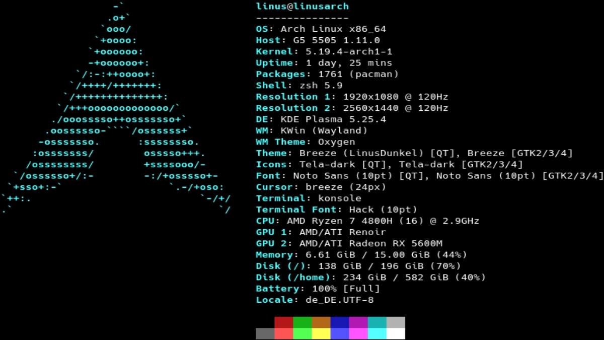 Características y personalización de Fastfetch
