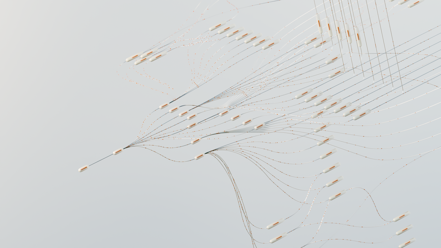 Ilustración digital abstracta de redes neuronales, representando el futuro de la virtualización integrado con la IA.