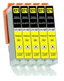 5 Cartuchos de Tinta con viruta Compatible con Canon CLI-571 Amarillo para Pixma MG5750 MG5751 MG6850 MG7750 TS5050 TS5055 TS6050...