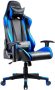 GTPLAYER Silla Gaming Escritorio Oficina Cuero Ordenador Gamer Silla Asiento Engrosado Ergonomica con Cojín Reposabrazos 2D Ajustables Respaldo Reclinable (Negro-Azúl)