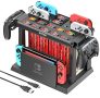 Kytok Soporte Almacenamiento Nintendo Switch/OLED con Cargador Joycon, Torre Almacenamiento para Accesorios Switch, Soporte Organizador Nintendo Switch para Juegos, Mando...
