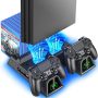 OIVO Soporte Vertical con Ventilador de Refrigeración para PS4/PS4 Pro/PS4 Slim, Estación de Carga del Mando ps4 con Indicadores LED...