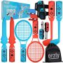 Orzly Switch Sports Pack Paquete de accesorios Nintendo Switch OLED Juegos deportivos, raquetas de tenis, palos de golf, espadas Chambara,...