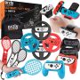 Paquete de Accesorios de Fiesta Orzly para Nintendo Switch Console con Controladores y Ruedas de Carreras, Bandas de Baile, Raquetas...